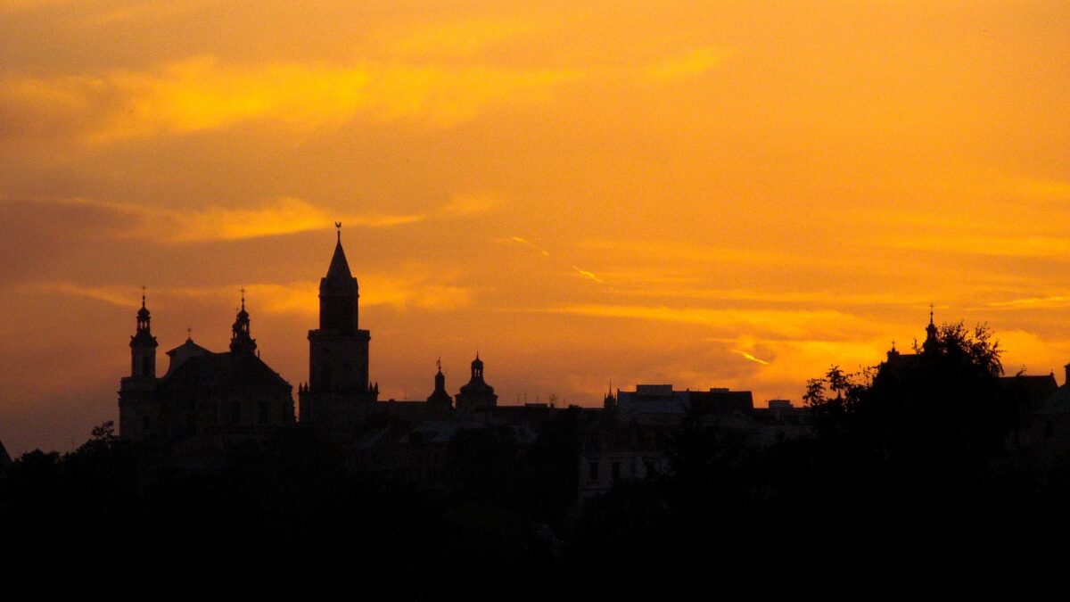 Lublin old town sunset
