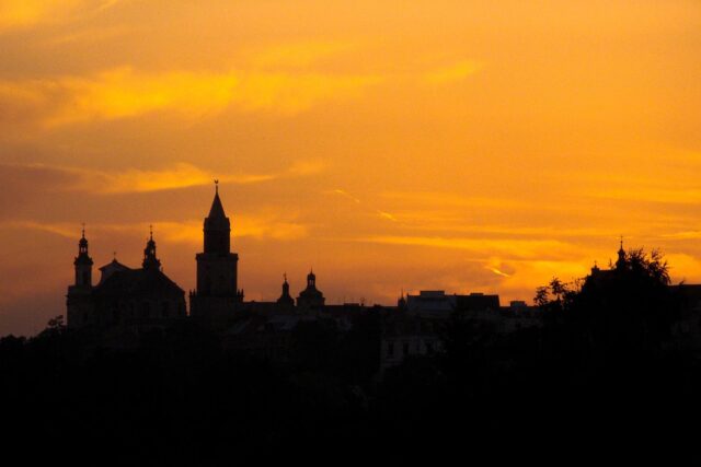Lublin old town sunset