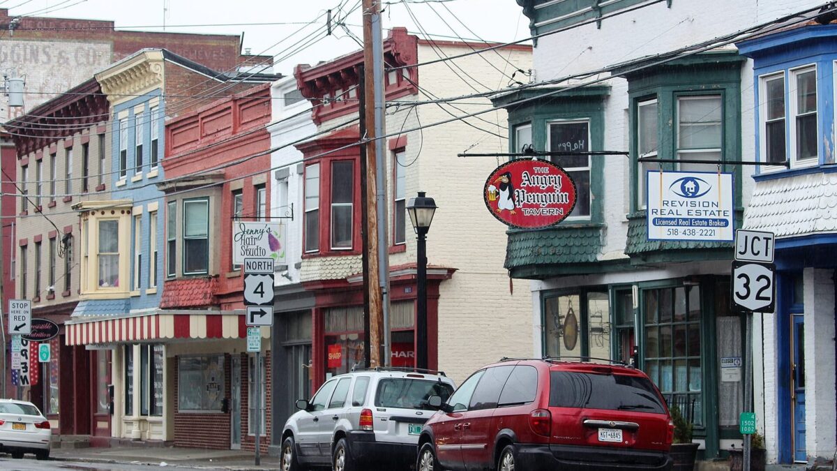 Broad Street storefronts in Waterford, New York