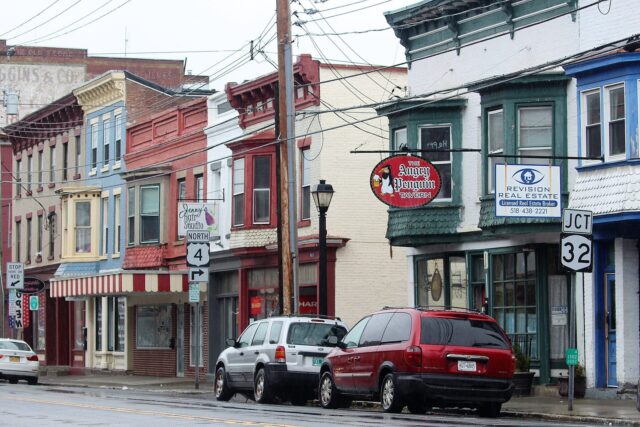 Broad Street storefronts in Waterford, New York